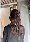 巻き髪×ハーフアップ
