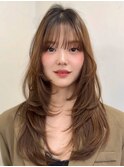 レイヤーカットミディアムレイヤー顔まわり銀座ハイレイヤー