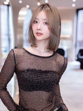 エースハバナ 渋谷(1 HAVANA) 20代大人ガーリーミディアムレイヤーカット/ダークアッシュ