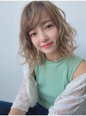 小顔前下がり外ハネボブアッシュベージュ☆