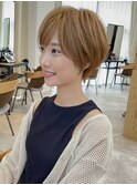 丸顔さんも垢抜ける☆くびれショートで人生変わるマロンベージュ