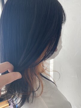 ヘアデザイン マノス(hair design mano's) dark gray × orange/チャコールグレー/ビビットカラー/暗髪