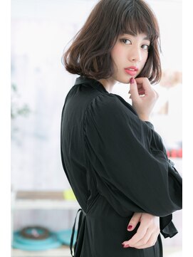 ミック ヘアアンドメイク アップ 駒込店(miq Hair&Make up) 黒髪アッシュブラックくせ毛風ゆるふわ大人ボブパーマa1