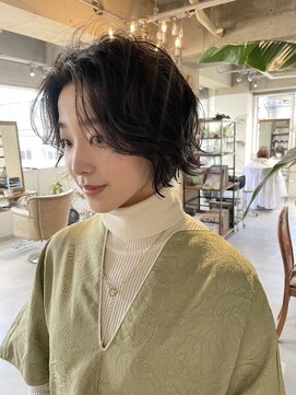 パーク(PARK) 大人可愛い黒髪ショートセンターパートニュアンスパーマ