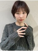 前髪あり耳掛け丸みくびれショートボブ20代30代40代50代（蘭）