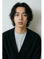 キャンバス バイ ネオリーブ 横浜西口(Canvas by neo.)&nbsp;横浜スパイラルパーマメンズミディアムツーブロック黒髪　ｓｋ9