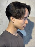 センターパートニュアンスパーマメンズパーマ曲がる縮毛矯正眉毛