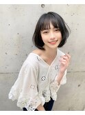 ワンカールで可愛いナチュラルボブ　担当大山