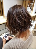 切りっぱなしボブ×グレージュ×ハイライト【粋lima銀座店】