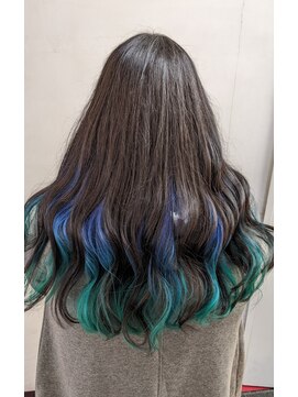 セブンフィズ(SEVEN fizz) インナーカラー　ブルーグリーングラデーション