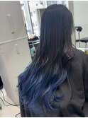 【ALIVE 夕貴】色落ちシルバーのブルーグラデーションカラー