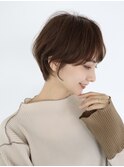 30代40代50代耳かけショートボブ前髪あり丸みショート白髪ぼかし