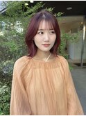 ブリーチ無し暖色長めボブ外ハネボブ