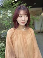 ヘアメイク シュシュ(Hair make chou chou) ブリーチ無し暖色長めボブ外ハネボブ