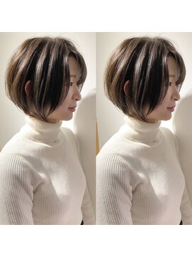 ネオリーブ モカ 川崎チネチッタ店(Neolive mocca) 20代30代40代大人可愛い小顔丸み前下がりショート 川崎