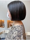 お客様ヘア/インナーカラー/黒髪/シルキーボブ/切りっぱなしボブ