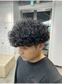 プードルパーマハードスパイラルパーママッシュメンズパーマ束感