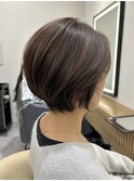 大人可愛い20代30代40代黒髪前下がりショートボブ丸みショート◎