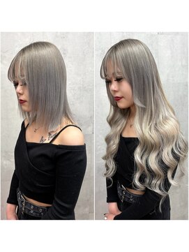 ボヤージュニケ(Voyage Nike) Before→After/編み込み×ホワイトシルバーグラデーション