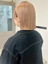 アモレット 天文館店(amoretto)&nbsp;ハイトーンベージュ 気りっぱなしボブ ブリーチ 顔周りカット