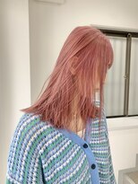 ルーム(Loom.)&nbsp;切りっぱなしミディアム　サーモンピンク　ブリーチカラー