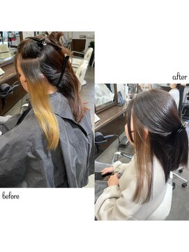 ムーブ(Moob) インナーカラーのミルクティーベージュで華やかな雰囲気【別府】