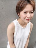 ウェットヘア オリーブベージュ×前髪ショート×横浜