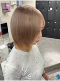9636ブロンドベージュハイトーンカラー韓国切りっぱなしボブ