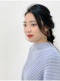 編み込みヘアアレンジ×グラデーションカラー