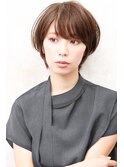 耳掛けふんわりひし形ショート　ココアブラウン