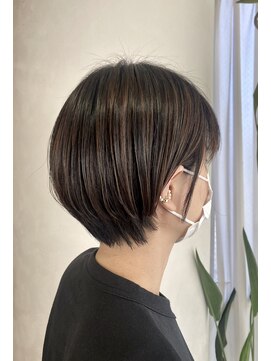 フレア 心 武庫之荘(flare) 耳掛けショートボブ＊ナチュラルハイライト