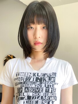 シェノン 心斎橋(CHAINON) 黒髪グレーベージュレイヤーロングアッシュカラー前髪パーマ