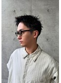 /短髪パーマメンズスパイキーショートブルーブラック