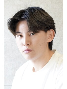 にもう ブルーブラック 韓国センターパート　メンズヘア