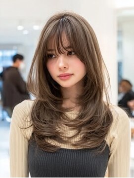 ダル 渋谷/表参道(DAL.) ハッシュカットバタフライカットダークブラウンカーテンバング