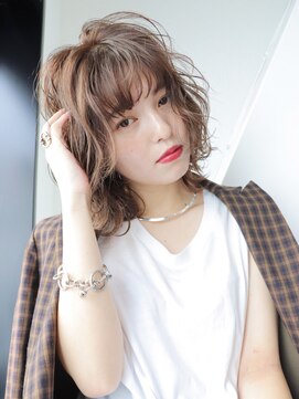 アルバム 新宿(ALBUM SHINJUKU) ラフウェーブ_3Dカラージグザグバングミニマムボブ_24415