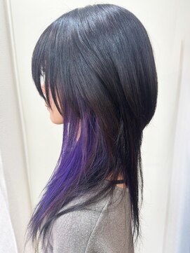 アルファ インタラクティブ エム フラワー(ALUFA interactive.M Flower) 20代30代大人可愛いインナーカラーウルフカットラベンダーカラー