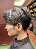 MEN"Sツーブロック白髪メッシュbarberメンズカット　銀座/床屋