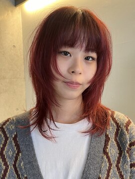 ナループロアボタン(Nalu pu loa BOTAN) ウルフカット/ウルフレイヤー/チェリーレッドカラー