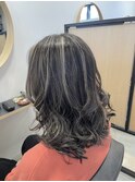メンズロングゆるウェーブハイライト