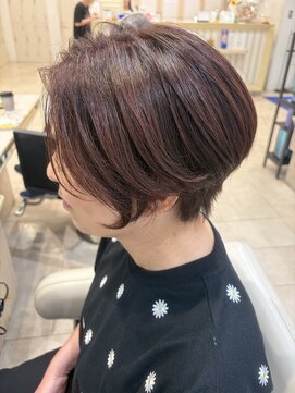 アッシュ 千歳烏山店(Ash) 40代50代60代絶壁解消ショートヘアピンクベージュ脱白髪染め
