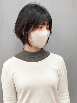 トップヘアー 玉島店(TOP HAIR) 透けバングラウンドふわふわショート _ フェザーバング