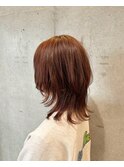 赤みブラウン×ミディアムウルフ＊【NICA 溝の口店】
