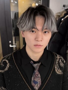 ネハス(nehus.) メンズバレイヤージュ/フェザーパーマ/グレー/ブルーカラー