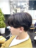 ツイストスパイラルパーマツーブロックマッシュメッシュフェード
