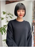 20代30代艶感ストレートアッシュグレージュ透明感ミニボブ