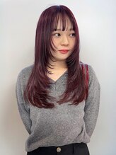 イロウ 天神大名店(IROW) カシスピンク レイヤーカット 顔周りレイヤー 20代【天神大名】