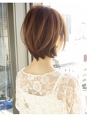 小顔に見せるショートボブ/髪質改善/ハイライト/白髪ぼかし