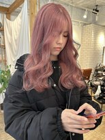 ミモザワークス ヘアアレンジ 2ブリーチ くすみピンクベージュ