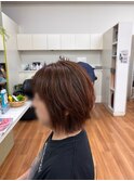 大人女性の白髪ぼかし　ピンクブラウン